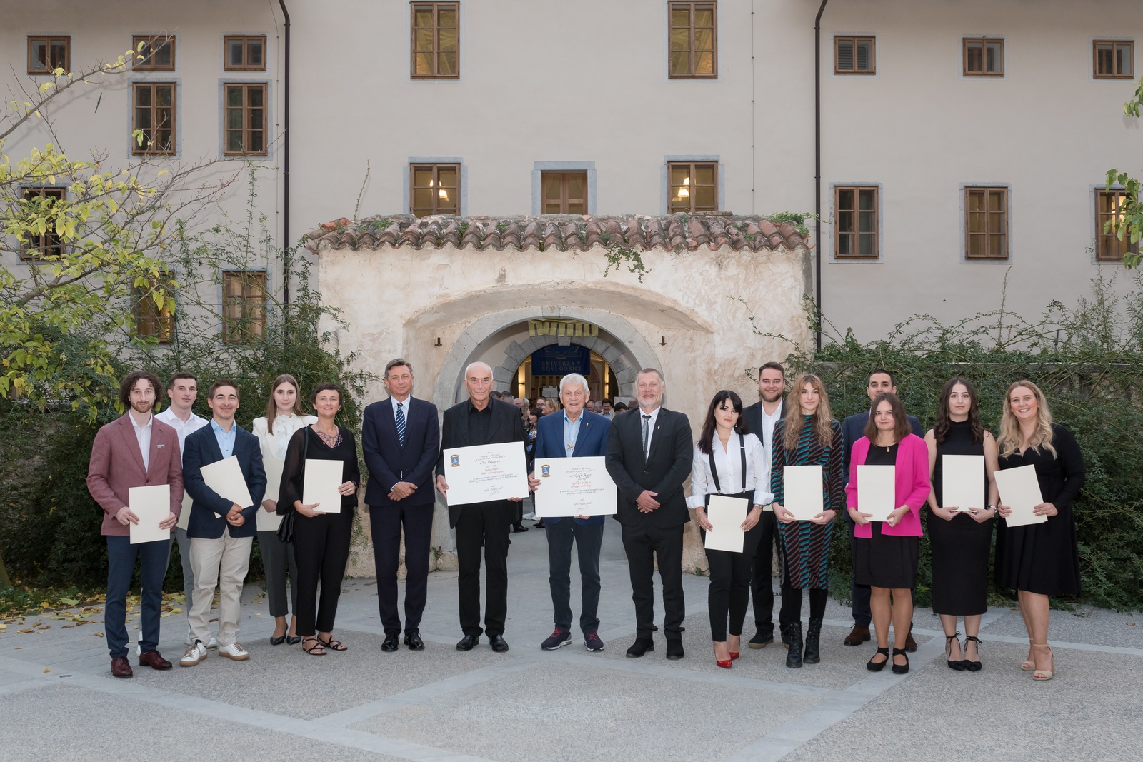 Awardees, Rector of the University of Nova Gorica Prof. Dr. Boštjan Golob and Former President of the Republic of Slovenia Mr. Borut Pahor. Foto: Miha Godec