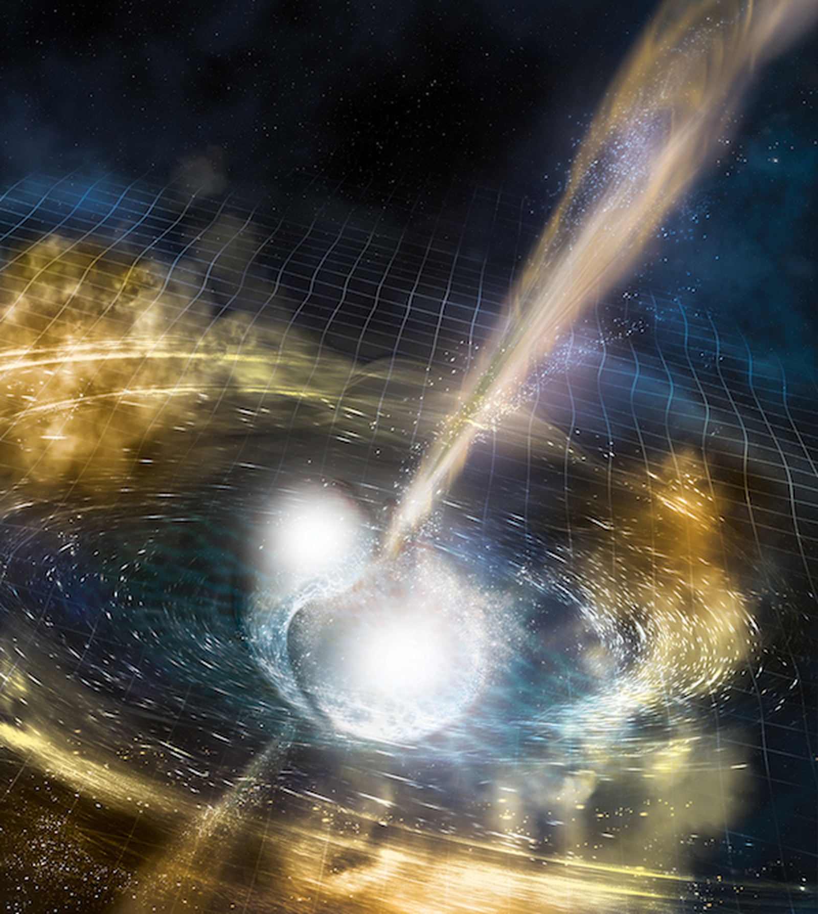 Ilustracija zlitja dveh nevtronskih zvezd. NSF/LIGO/Sonoma State University/A. Simonnet