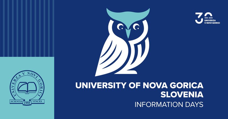 Promotional image with an invitation to the information day, featuring the text: "University of Nova Gorica, Information Day"
