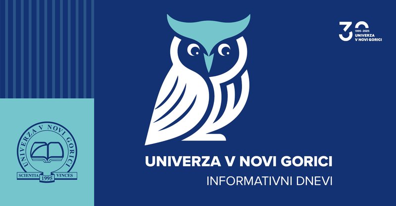 Promocijska slika z vabilom na informativni dan z bedebilom: "Univerza v Novi Gorici, informativni dan""